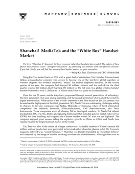 Shanzhai! Mediatek and the “White Box” Handset Market