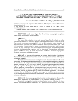 Ecogeographic Structure of the Moth Fauna (Lepidoptera, Drepanoidea, Bombycoidea, Noctuoidea) in Upper Tisa River Basin and Adjacent Areas (Ukraine)