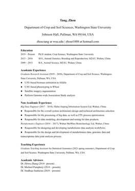 Tang, Zhou Department of Crop and Soil Sciences, Washington State University Johnson Hall, Pullman, WA 99164, USA Zhou.Tang at W