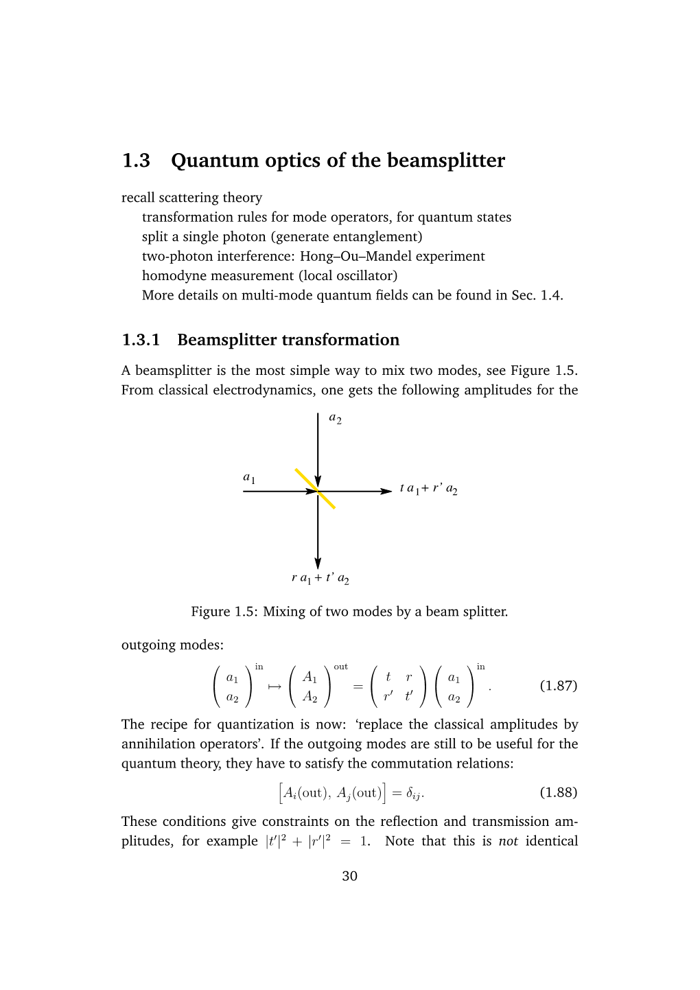 1.3 Quantum Optics of the Beamsplitter