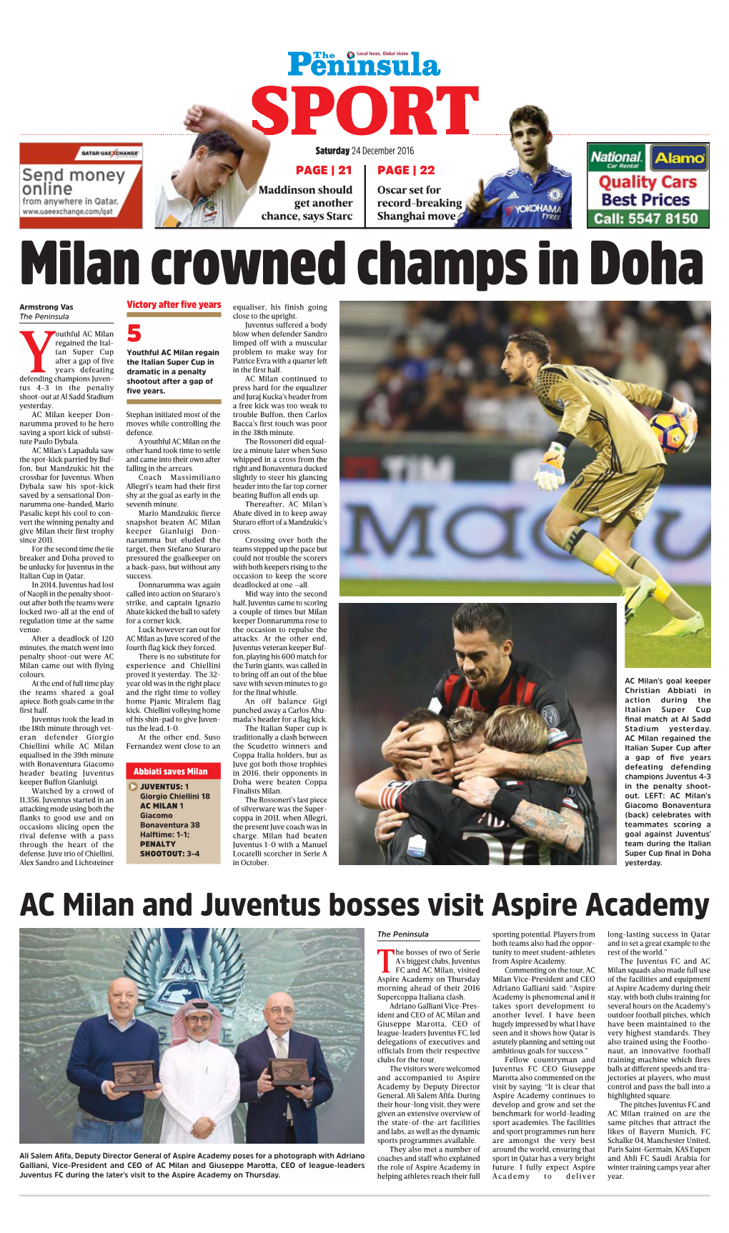 AC Milan and Juventus Bosses Visit Aspire Academy