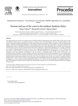 Erosion and Use of the Coast in the Northern Sardinia (Italy) Sergio Ginesua*, Donatella Carbonib, Marian Marinc