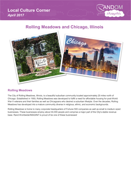 Local Culture Corner Rolling Meadows and Chicago, Illinois