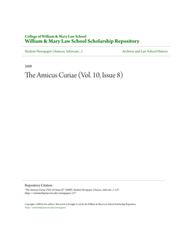 The Amicus Curiae (Vol. 10, Issue 8)