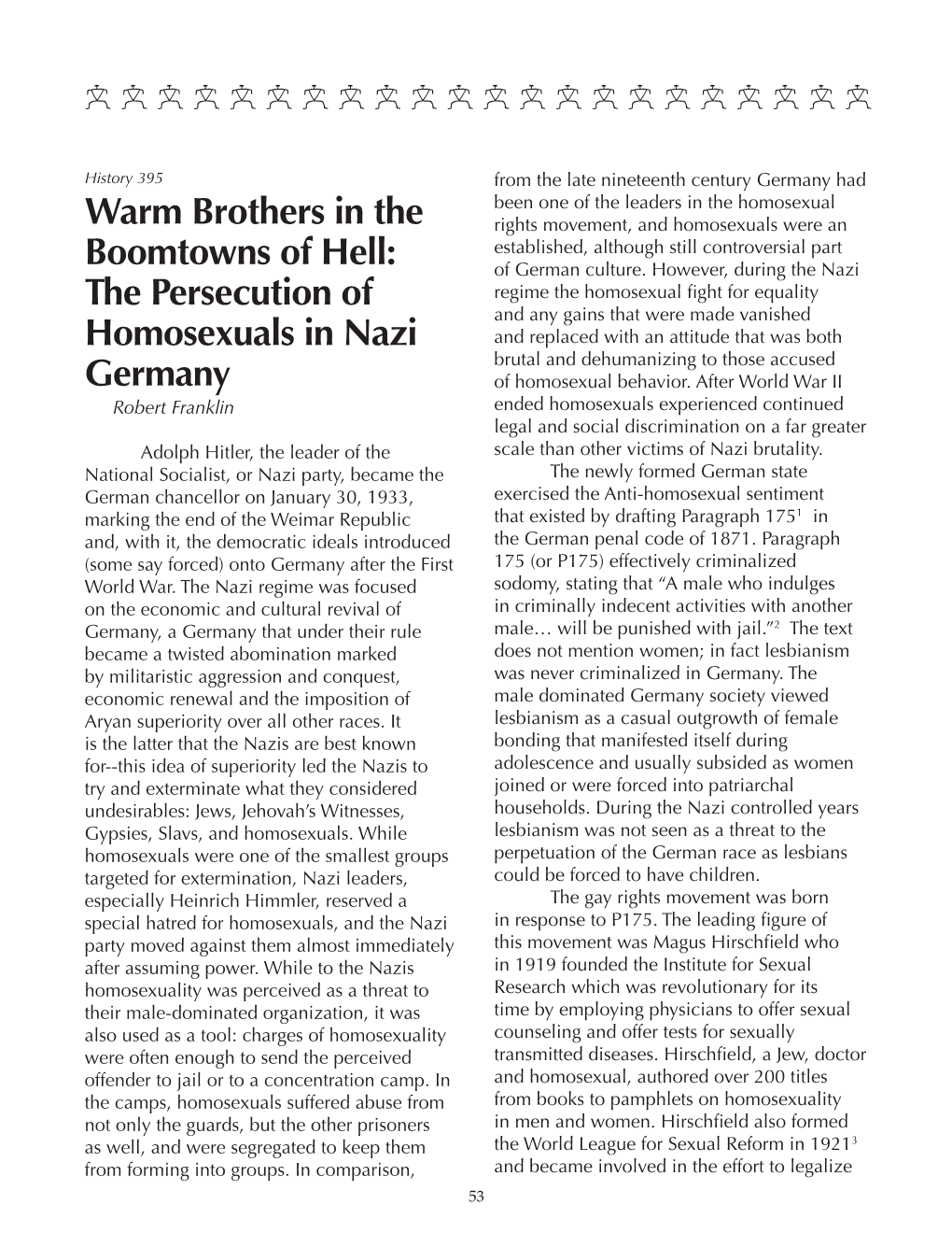 The Persecution of Homosexuals in Nazi Germany