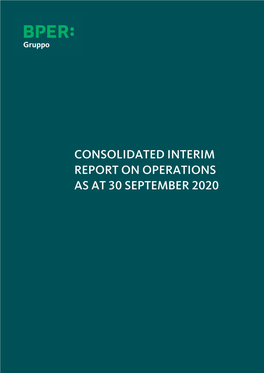 Consolidated Interim Report on Operations As at 30 September 2020