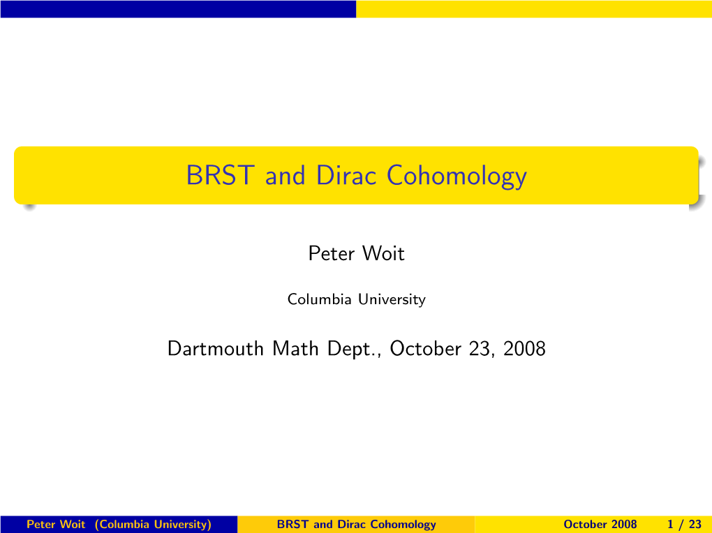 BRST and Dirac Cohomology