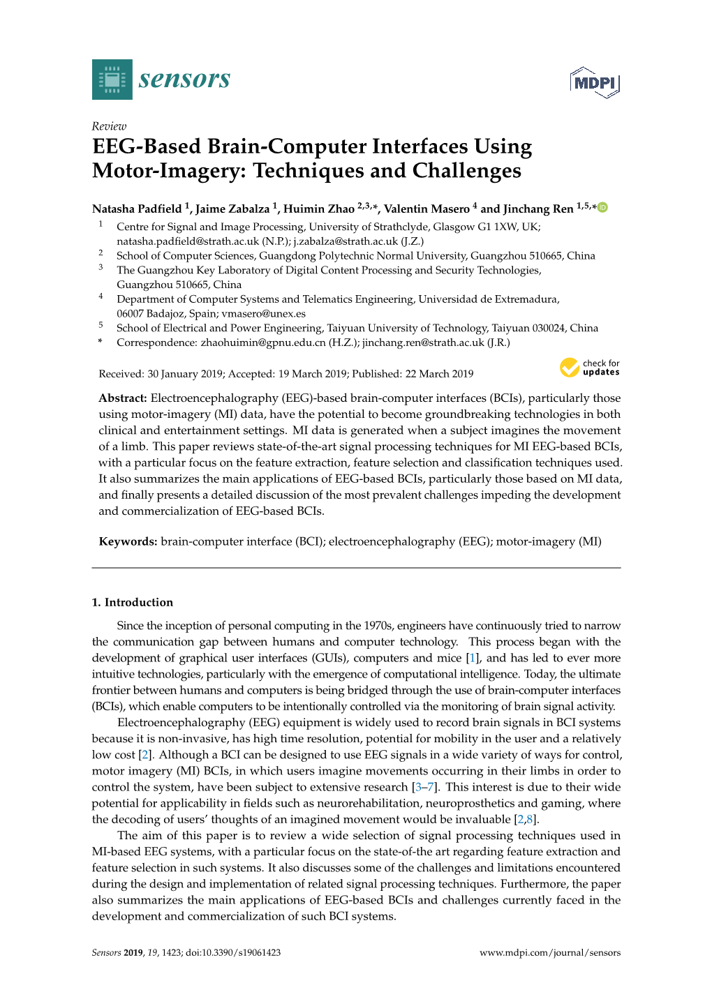 EEG Based Brain Computer Interfaces Using Motor Imagery Techniques And 