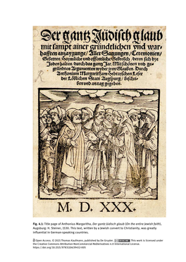 Fig. 4.1: Title Page of Anthonius Margaritha, Der Gantz Jüdisch Glaub (On the Entire Jewish Faith), Augsburg: H. Steiner, 1530