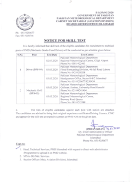 Provisionally Eligible Candidates for the Post of Driver (Gilgit 01) Sr