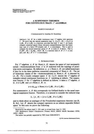A Suspension Theorem for Continuous Trace C*-Algebras