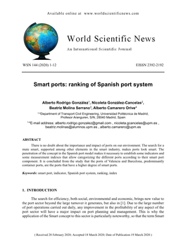 Smart Ports: Ranking of Spanish Port System