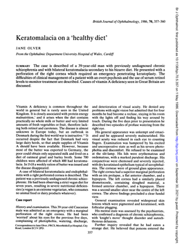 Keratomalacia on a 'Healthy Diet'