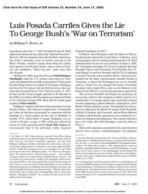 Luis Posada Carriles Gives the Lie to George Bush's 'War on Terrorism'
