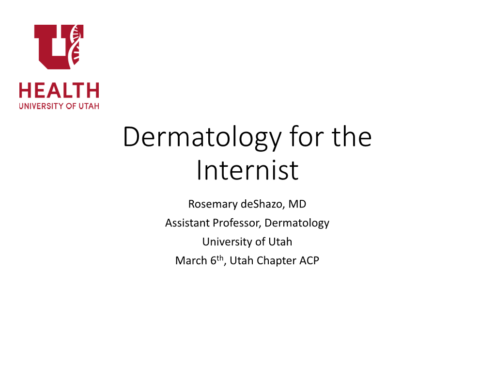 Dermatology for the Internist