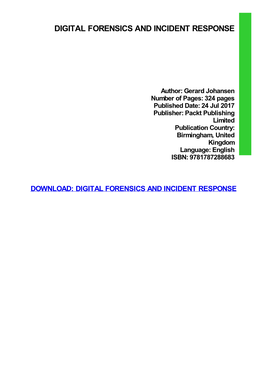 {DOWNLOAD} Digital Forensics and Incident Response
