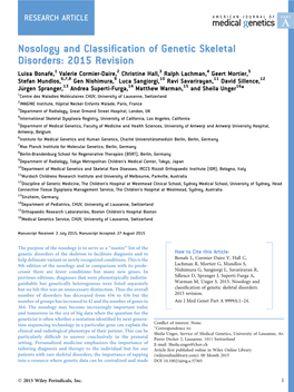 Nosology and Classification of Genetic Skeletal Disorders