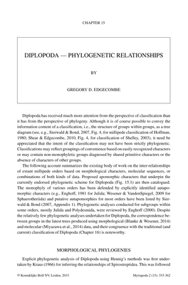 Diplopoda — Phylogenetic Relationships