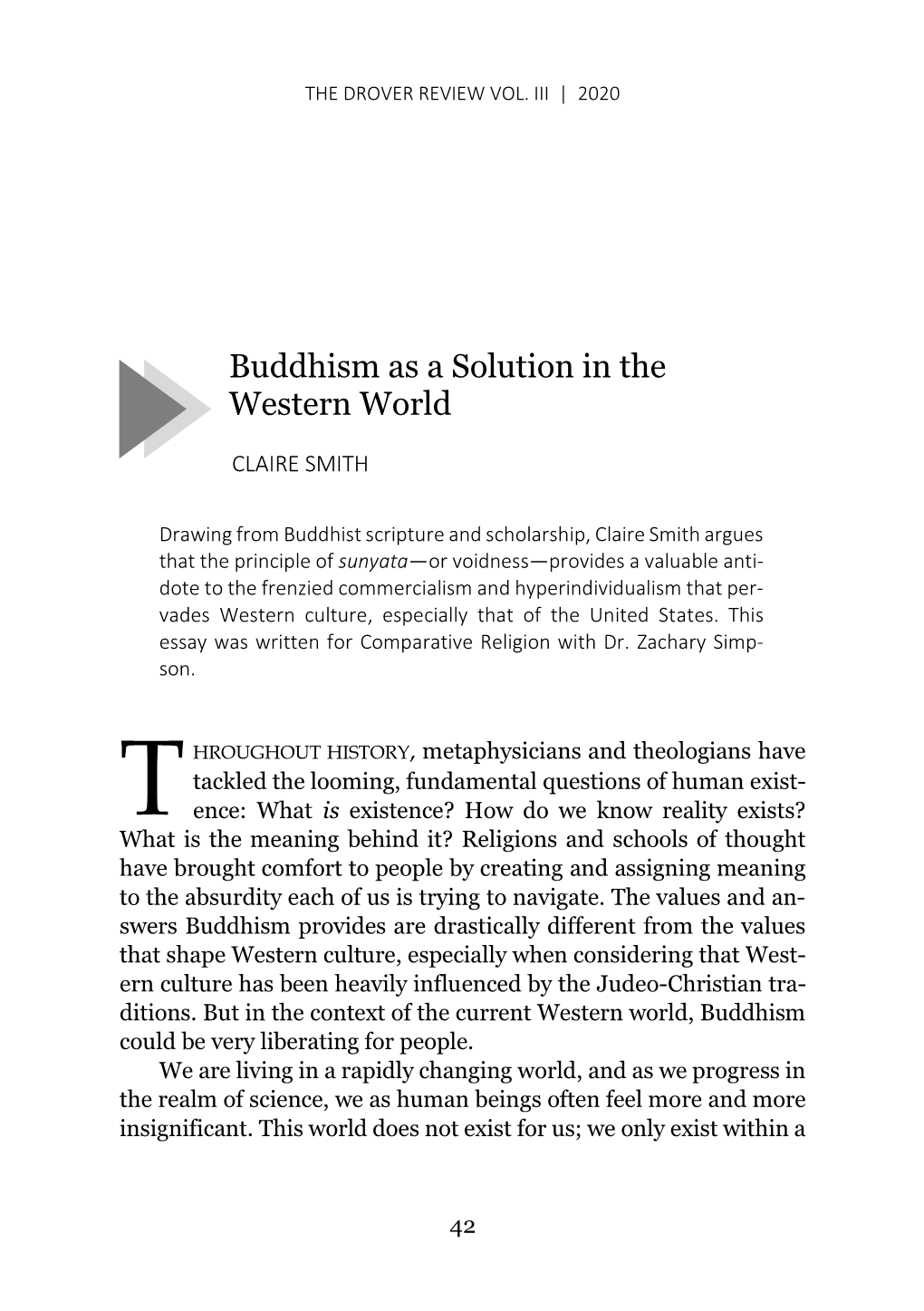 Buddhism As a Solution in the Western World