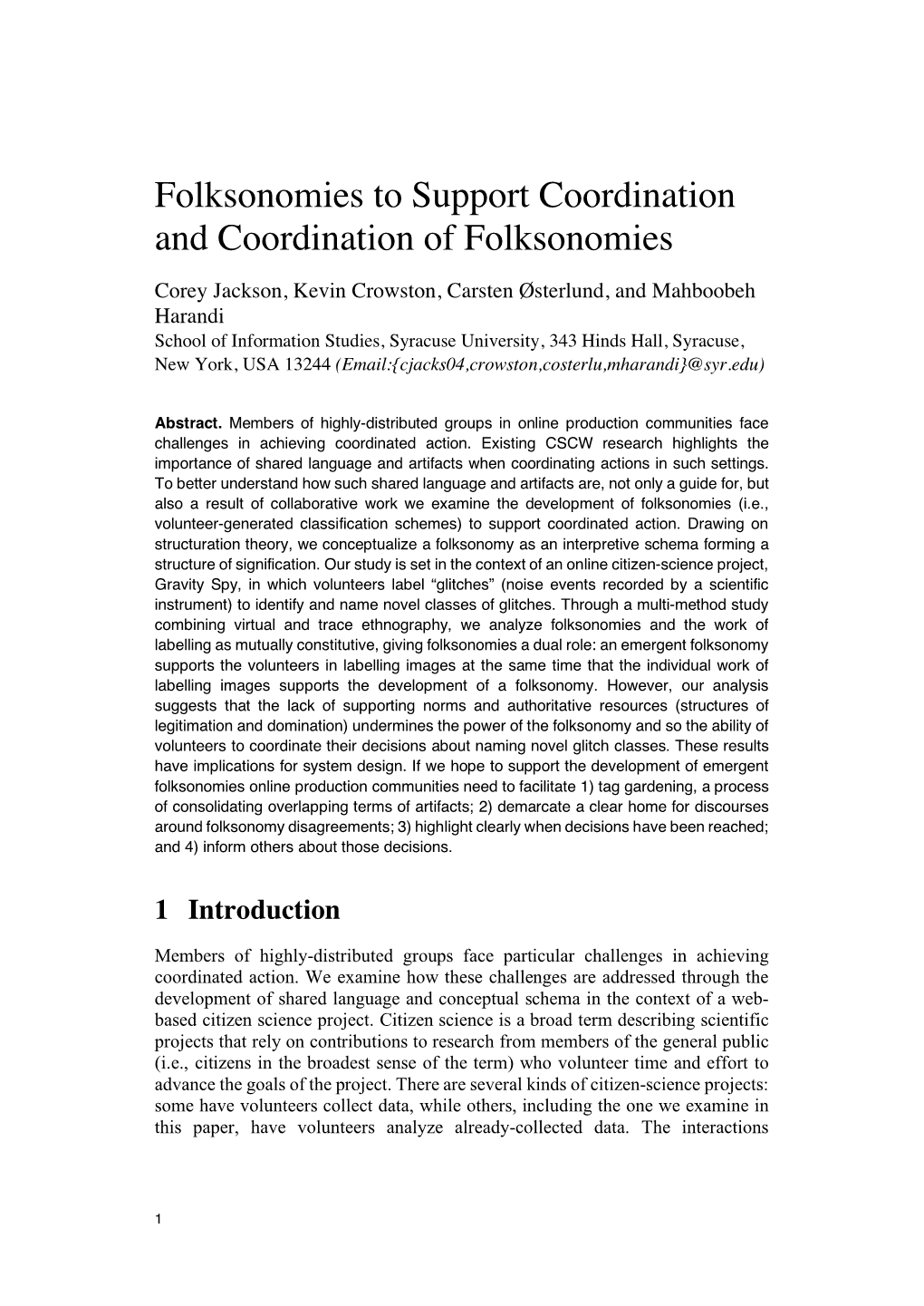Folksonomies to Support Coordination and Coordination of Folksonomies