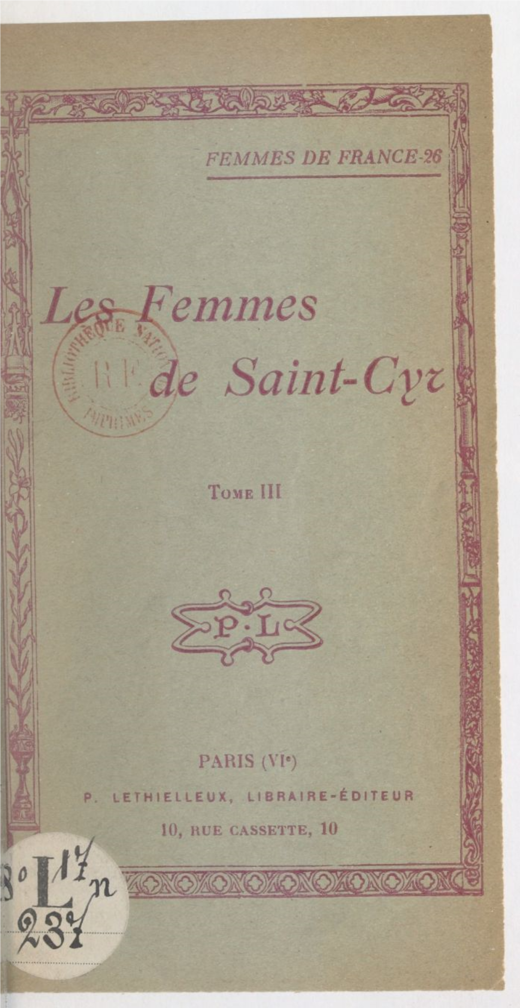 Les Femmes De Saint-Cyr III Septembrecet Ouvrage 1929