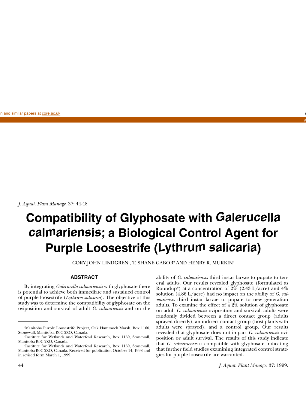 A Biological Control Agent for Purple Loosestrife (Lythrum Salicaria)