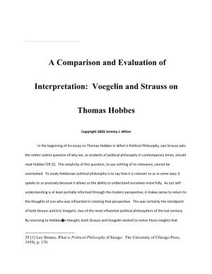 Voegelin and Strauss on Thomas Hobbes