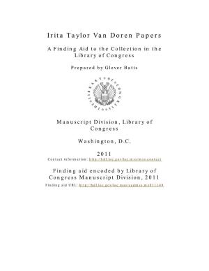 Irita Taylor Van Doren Papers [Finding Aid]