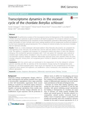 Transcriptome Dynamics in the Asexual Cycle of the Chordate