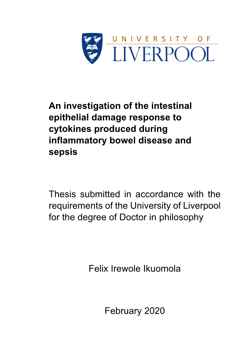 An Investigation Of The Intestinal Epithelial Damage Response To ...