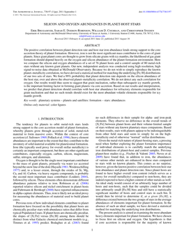 SILICON and OXYGEN ABUNDANCES in PLANET-HOST STARS Erik Brugamyer, Sarah E