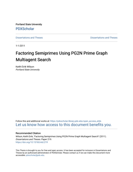 Factoring Semiprimes Using PG2N Prime Graph Multiagent Search