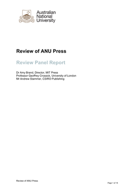 Review of ANU Press Review Panel Report