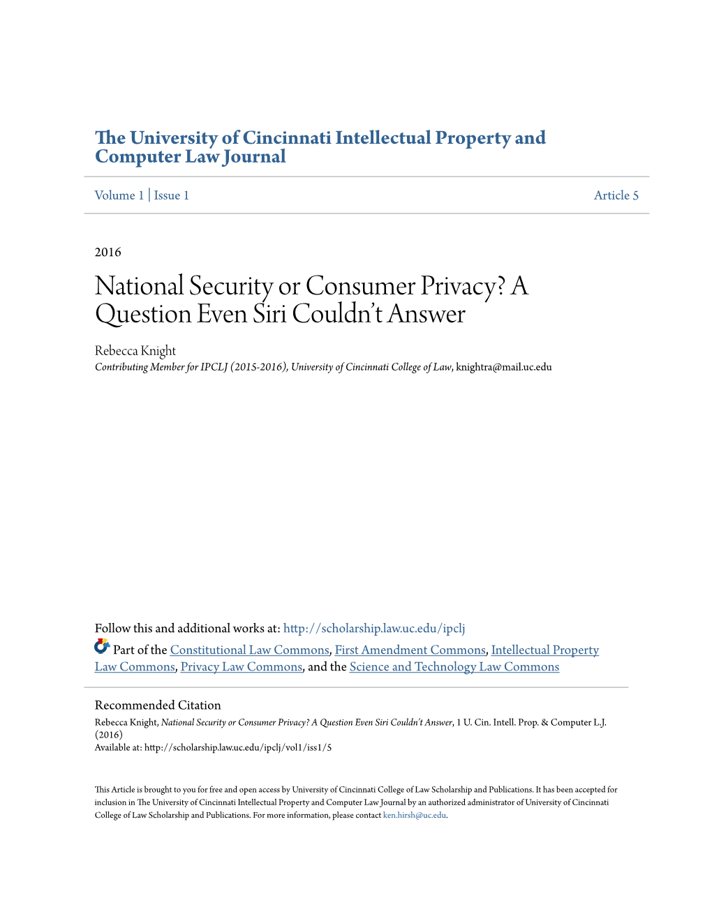 National Security Or Consumer Privacy? a Question Even Siri