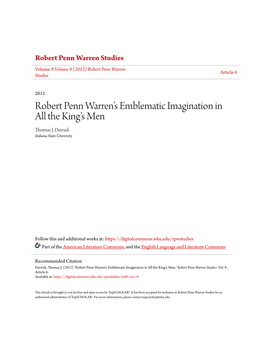 Robert Penn Warren's Emblematic Imagination in All the King's