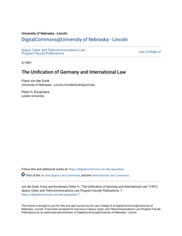 The Unification of Germany and International Law