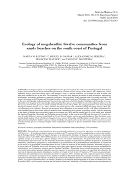 Ecology of Megabenthic Bivalve Communities from Sandy Beaches on the South Coast of Portugal