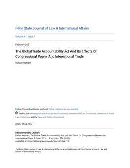 The Global Trade Accountability Act and Its Effects on Congressional Power and International Trade