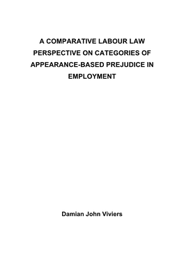 A Comparative Labour Law Perspective on Categories of Appearance-Based Prejudice In