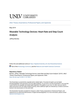 Wearable Technology Devices: Heart Rate and Step Count Analysis