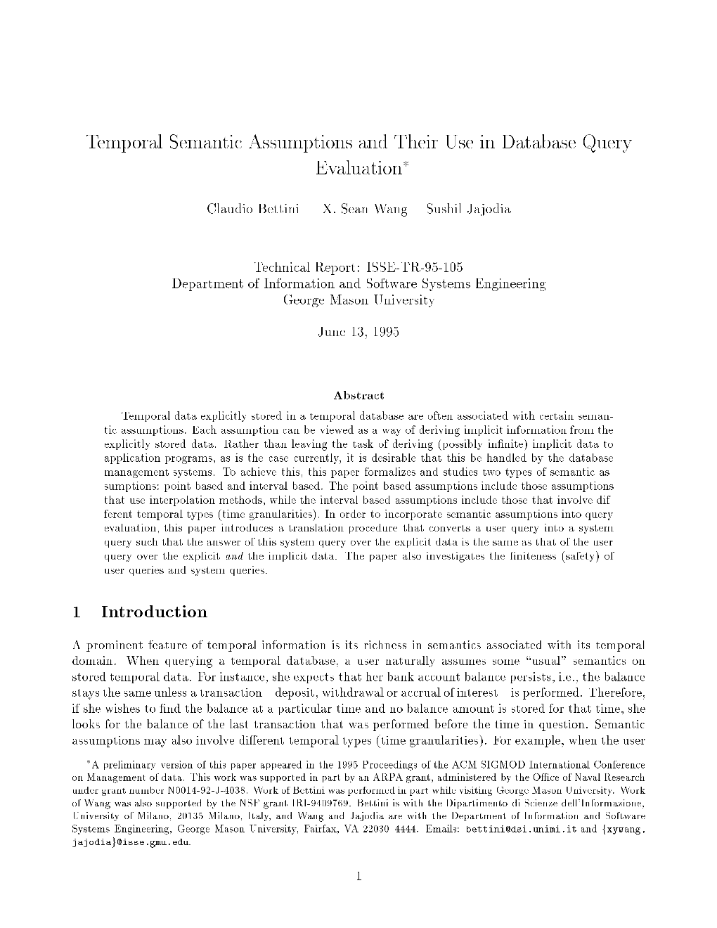 Temporal Semantic Assumptions and Their Use in Database Query