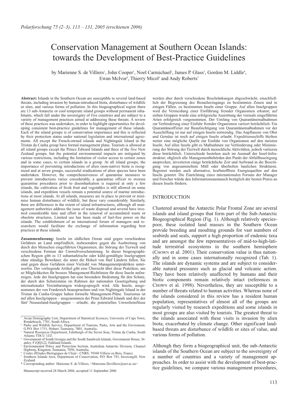 Conservation Management at Southern Ocean Islands: Towards the Development of Best-Practice Guidelines