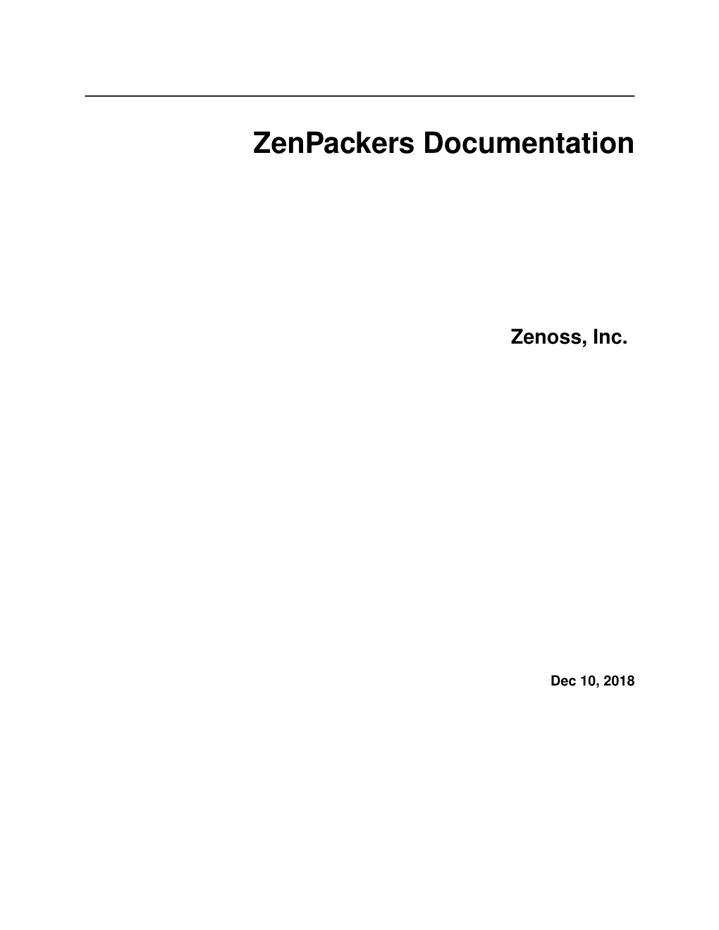 Zenpackers Documentation Zenoss, Inc