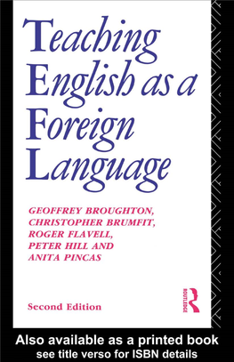 Teaching English As a Foreign Language Routledge Education Books