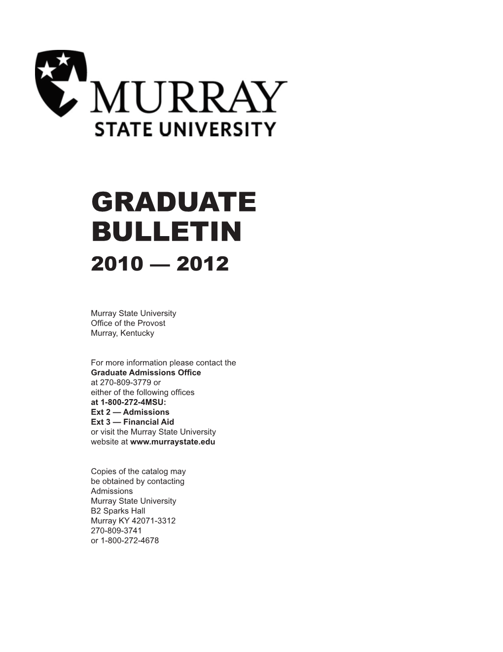 Graduate Bulletin 2010 — 2012