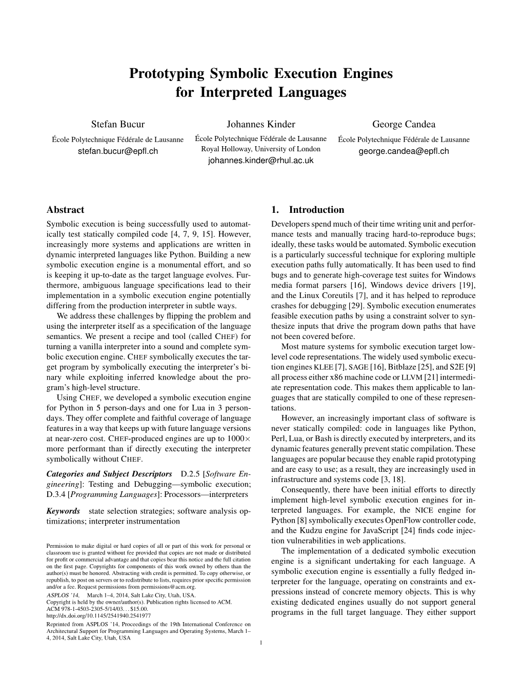 Prototyping Symbolic Execution Engines for Interpreted Languages