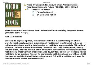 Micro-Livestock: Little-Known Small Animals with a Promising Economic Future (BOSTID, 1991, 435 P.) Part III : Rabbits (Introduction...) 14 Domestic Rabbit