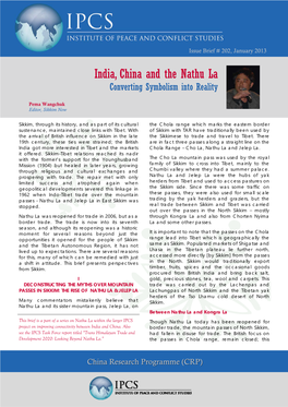 India, China and the Nathu La Converting Symbolism Into Reality