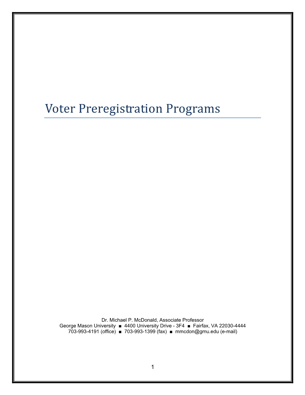 Voter Preregistration Programs