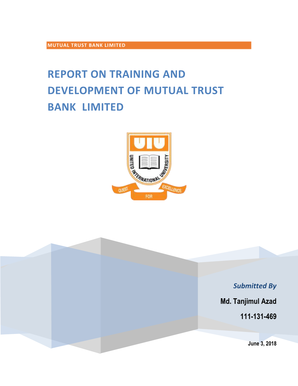 Internship Report on Training and Development on Mutual Trust Bank